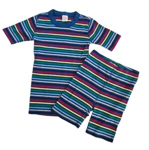 Hanna Andersson Striped Primary Colors Shorts 2-piece Pajama Set
